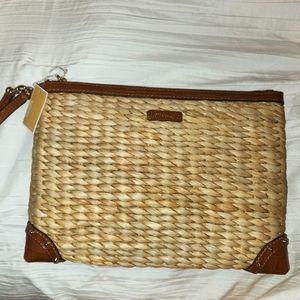 Michael Kors Malibu XL Straw Clutch, Chestnut